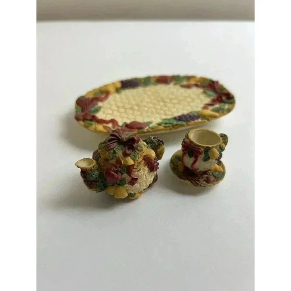 VTG Miniature Tea Set Garden Fruit Design Hand Painted By Della Robbia - Picture 3 of 3